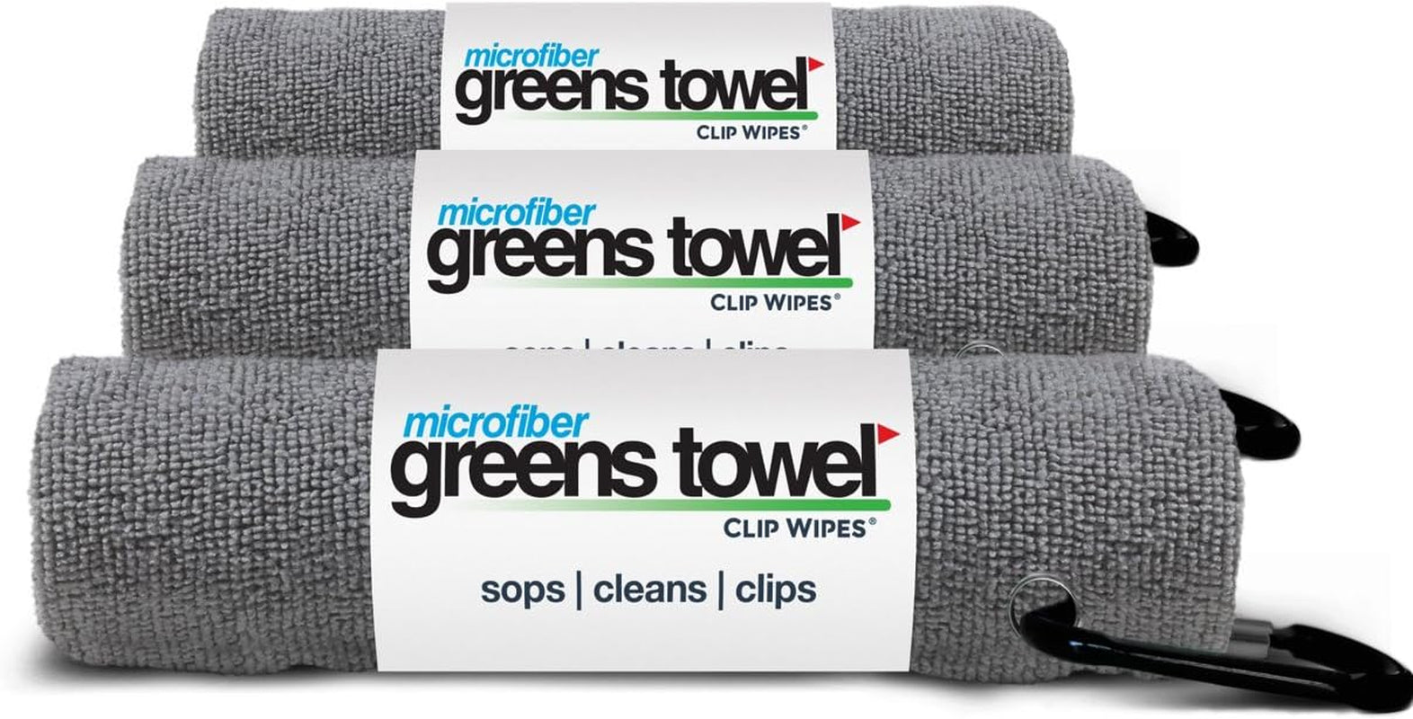 Silver 3 Pack Golf Towel Set for Golf Bags with Clip, Plush Microfiber Nap Fabric, 16X16, the Original (Sterling Silver)