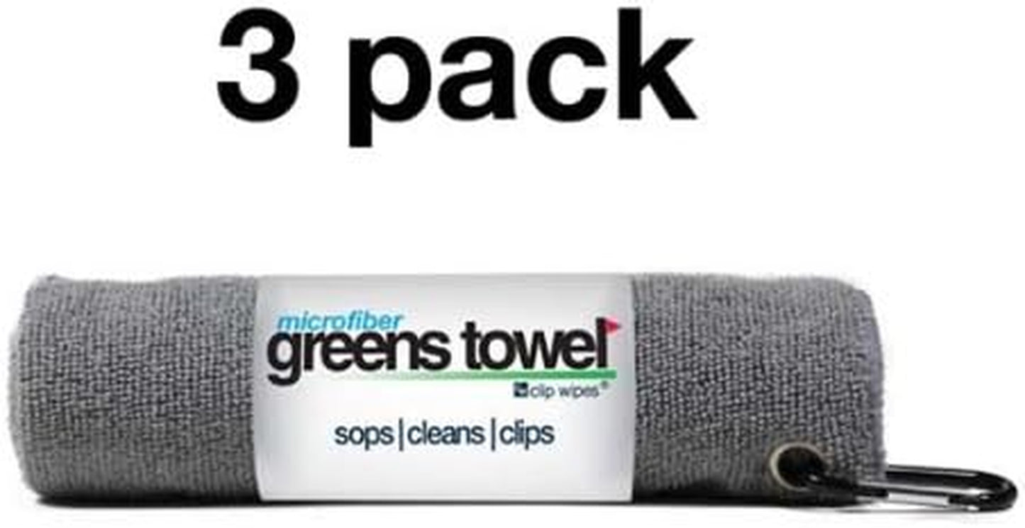 Silver 3 Pack Golf Towel Set for Golf Bags with Clip, Plush Microfiber Nap Fabric, 16X16, the Original (Sterling Silver)