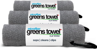 Silver 3 Pack Golf Towel Set for Golf Bags with Clip, Plush Microfiber Nap Fabric, 16X16, the Original (Sterling Silver)